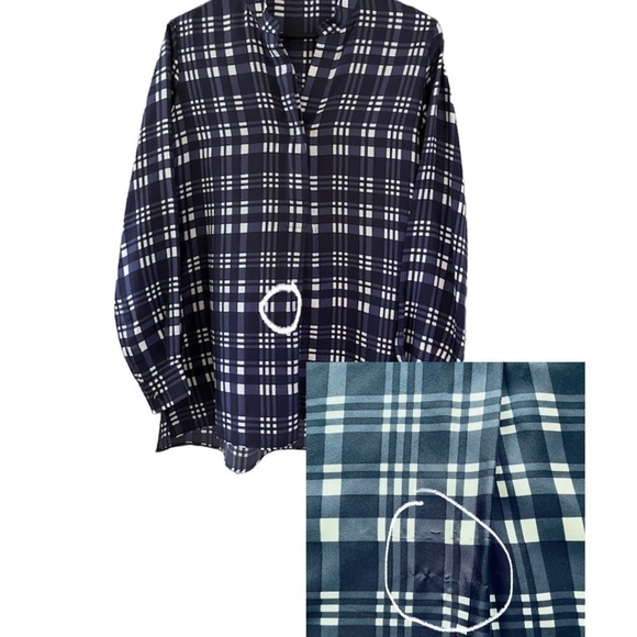 Joseph Silk Oversized Plaid Twill Dara Blouse 1/4 button down shirt. Size 8 - Picture 9 of 14